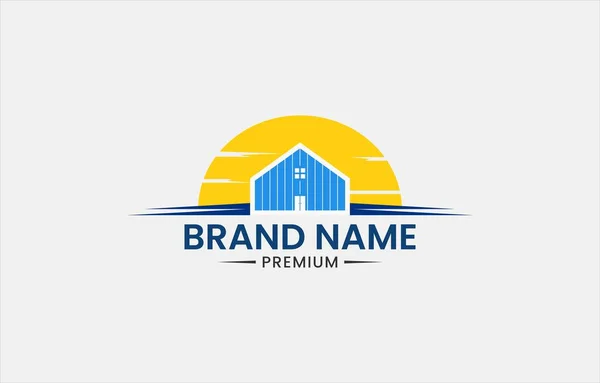Sunset House Imóveis Logo Vector Template Adequado Para Negócios Imobiliários —  Vetores de Stock