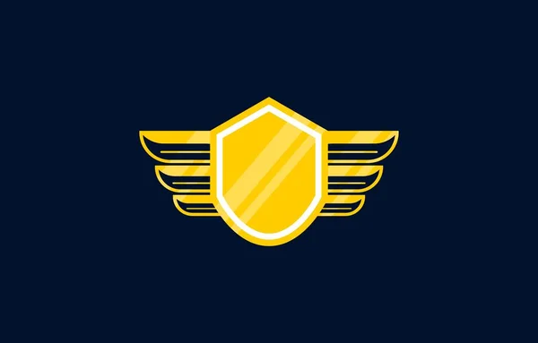 Golden Shield Wings Badge Logo Icon Design Vector Template Suitable —  Vetores de Stock