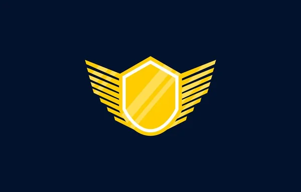 Shield Wings Golden Badge Logo Icon Design Vector Template Suitable —  Vetores de Stock