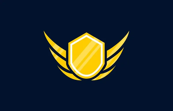 Flying Badge Shield Wings Logo Design Template Suitable Game Element —  Vetores de Stock