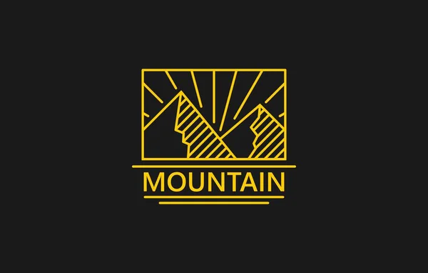 Square Mountain Line Art Vintage Logo Design Logo Template Adecuado — Vector de stock
