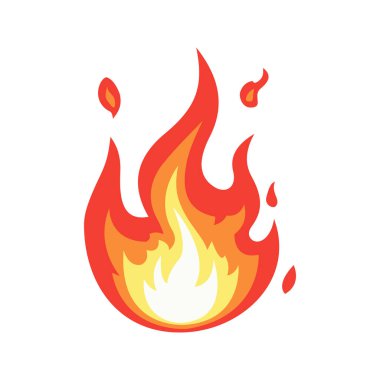 A flame illustration with expressive swirling licks of fire, featuring dynamic curves and vivid orange-yellow tones. Suitable for energetic logos, power visuals, heating concepts, or dramatic elements