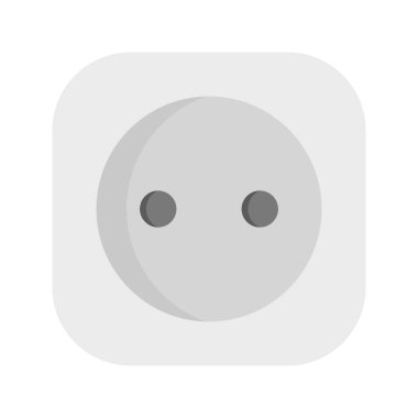 A single white power socket illustration with a clean and minimalist design. Perfect for electrical icons, home appliance visuals, technical diagrams, energy concepts, and modern vector graphics.