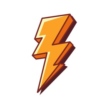 A three-dimensional thunderbolt illustration with sharp angles and dynamic lighting, giving it an energetic and striking appearance. Perfect for weather graphics, energy icons, power visuals