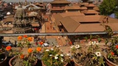 LALITPUR, NEPAL - 7 Ekim 2018 Patan Durbar Meydanı, Katmandu Vadisi. Buddist ve Hindu Tapınağı, Kraliyet Sarayı, Müze. UNESCO Dünya Mirası, antik eski tarihi şehir, Havadan Bakış.