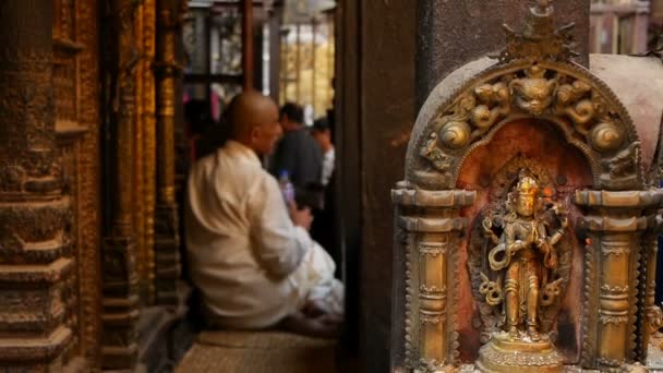 Lalitpur Nepal Octubre 2018 Escultura Decorativa Entrada Del Templo Hindú — Vídeo de stock