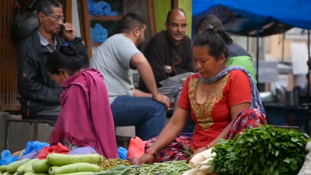 Kathmandu Nepal Octubre 2018 Gente Asiática Que Vende Productos Ropa — Vídeos de Stock