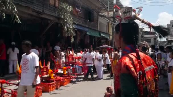 Samui Thailand February 2018 Тайські Китайські Поклонники Віддані Беруть Участь — стокове відео