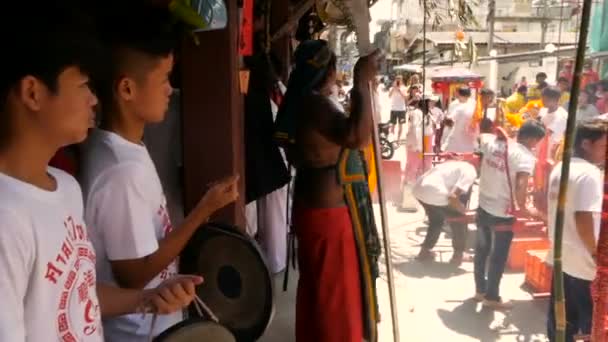 Samui Thailand February 2018 Thajští Čínští Uctívači Oddaní Účastní Čínského — Stock video