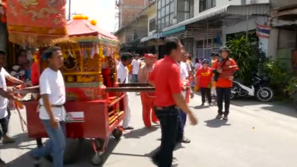 Samui Thailand February 2018 Thai Chinese Worshipers Devotees Take Part — Stock Video