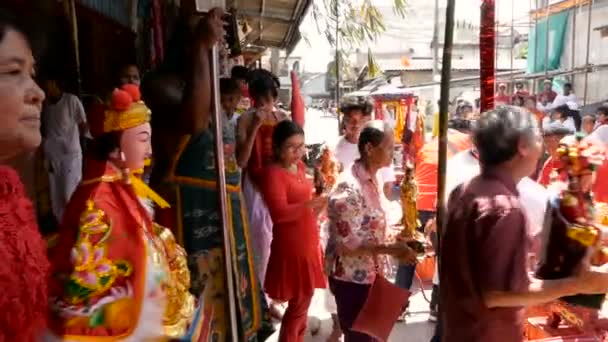 Samui Tajlandia Luty 2018 Chińscy Czciciele Wielbiciele Biorą Udział Chińskiej — Wideo stockowe