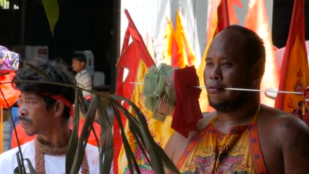 Samui Tailandia Febrero 2018 Adoradores Devotos Chinos Tailandeses Participan Procesión — Vídeos de Stock