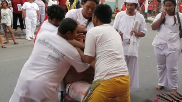 Samui Thailand February 2018 Thai Chinese Worshipers Devotees Take Part — Stock Video