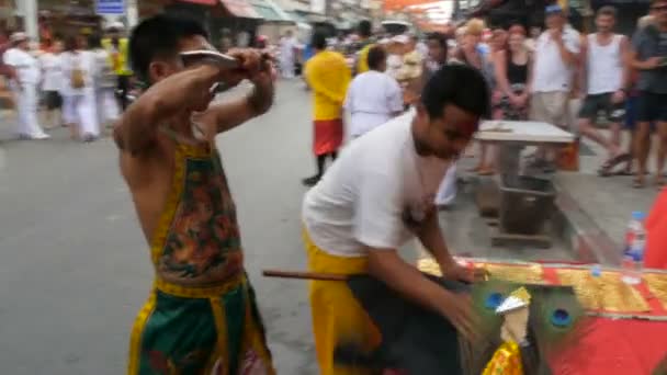 Samui Thailand February 2018 Thai Chinese Worshipers Devotees Take Part — Stock Video