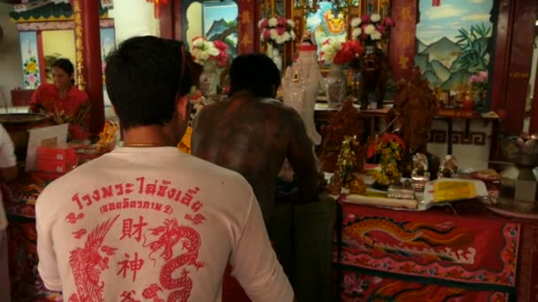 Samui Thailand February 2018 Thai Chinese Worshipers Devotees Take Part — Stock Video