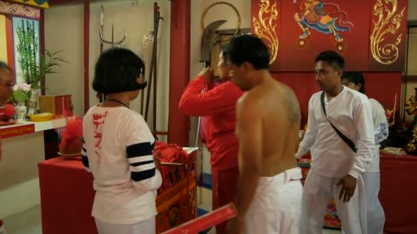 Samui Thailand February 2018 Thai Chinese Worshipers Devotees Take Part — Stock Video