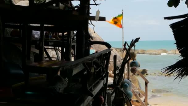 Jamaika Keneviri Rasta Marihuana Reggae Barı Gevşetiyorum Tropikal Yaz Plajında — Stok video