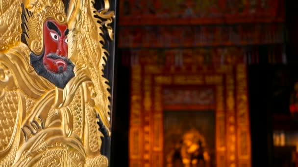 Puertas Madera Decoradas Con Dioses Tradicionales Chinos Antiguos Puertas Santas — Vídeo de stock