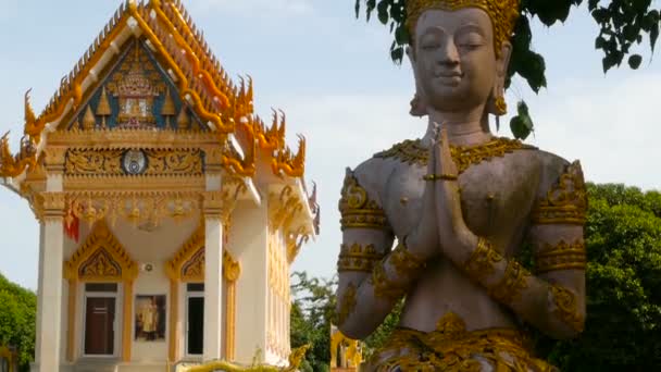 Koh Samui Thailand July 2018 Beautiful Modern Wat Khunaram Kunaram — Stock Video