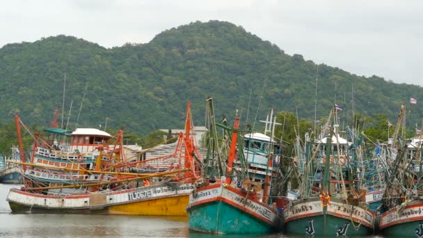 Khanom Tailandia Septiembre 2018 Barcos Oxidados Costa Viejos Barcos Oxidados — Vídeos de Stock