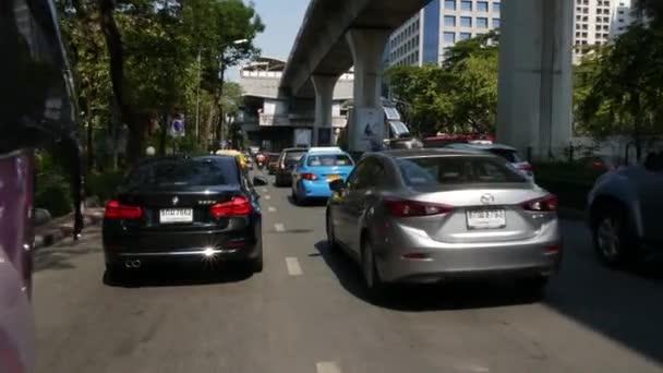 Bangkok Thailand Aralik 2018 Kalabalık Bir Asya Şehrinde Trafik Sıkışıklığından — Stok video