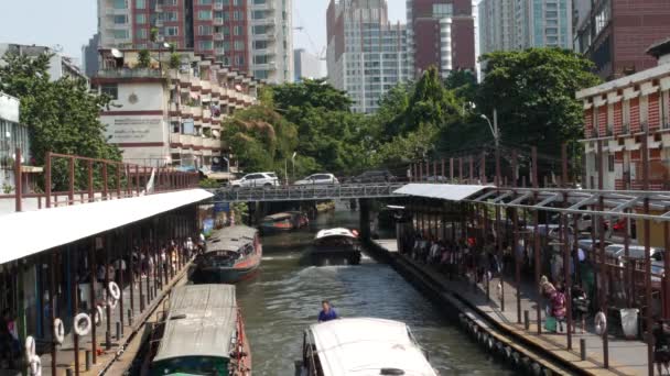 Bangkok Thailand December 2018 Pratunam Pier Express Boot Openbaar Vervoer — Stockvideo