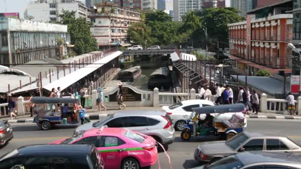 Bangkok Thailandia Dicembre 2018 Molo Pratunam Fermata Del Trasporto Pubblico — Video Stock