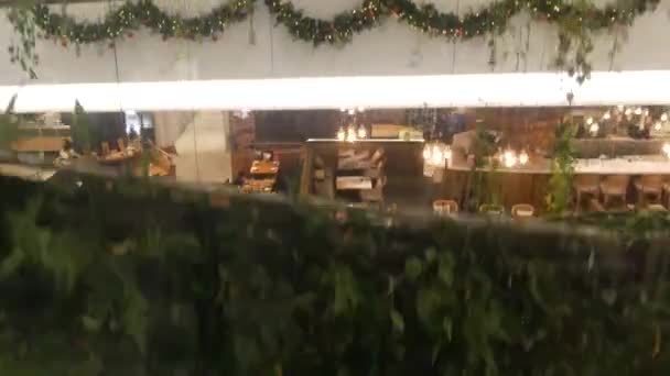 2018年12月18日 星期三 更豪华的购物中心 商场设计 绿色环保理念 悬着的花园 未来主义生态建筑 现代城市 升级机 — 图库视频影像