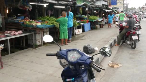Koh Samui Island Thailand July 2019 Food Market Locals Lively — Stock Video