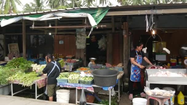 Koh Samui Island Tailandia Julio 2019 Mercado Alimentos Para Los — Vídeo de stock