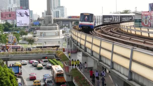 Bangkok Thailandia Luglio 2019 Traffico Nelle Ore Punta Vicino Victory — Video Stock