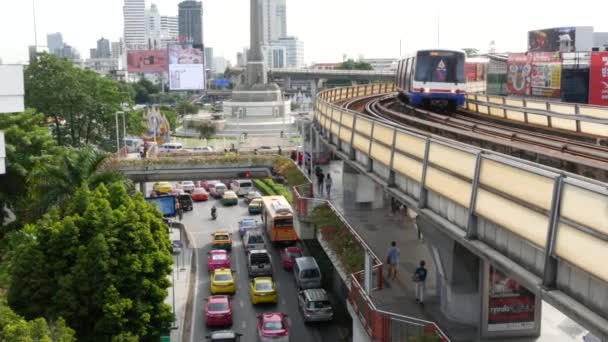 Bangkok Thailandia Luglio 2019 Traffico Nelle Ore Punta Vicino Victory — Video Stock
