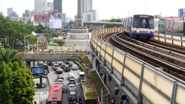 Bangkok Thailand July 2019 Rush Hour Traffic Victory Monumet Krungthep — Stock Video