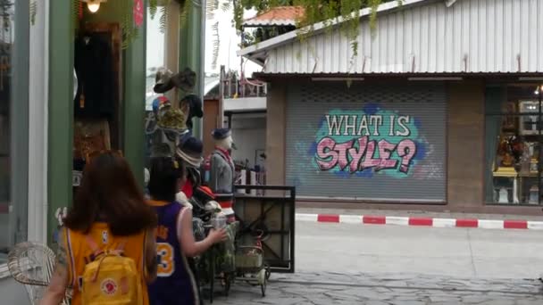 Bangkok Thailand July 2019 People Walking Camp Vintage Flea Market — Stock Video