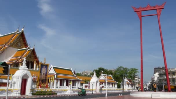Bangkok Thailand Липня 2019 Giant Swing Religios Historic Monument Traditional — стокове відео