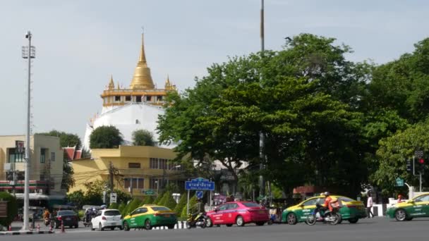 Bangkok Thailand Juli 2019 Rush Hour Traffic Wat Saket Capital — Stockvideo