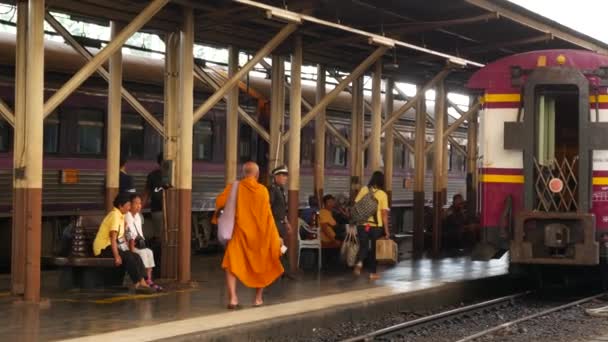 Bangkok Thailand July 2019 Hua Lamphong Railroad Station State Railway — Stock Video