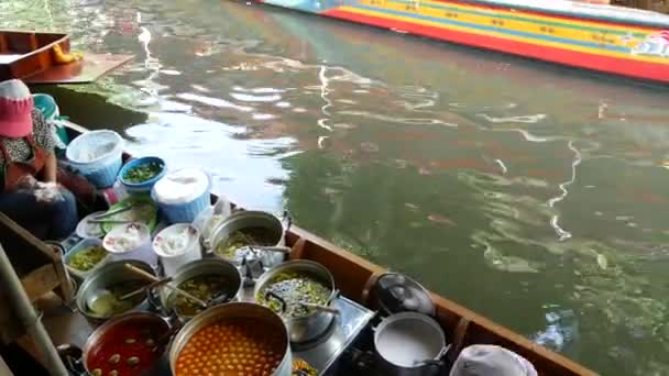 Bangkok Tailandia Julio 2019 Mercado Flotante Lat Mayom Tradicional Canal — Vídeo de stock