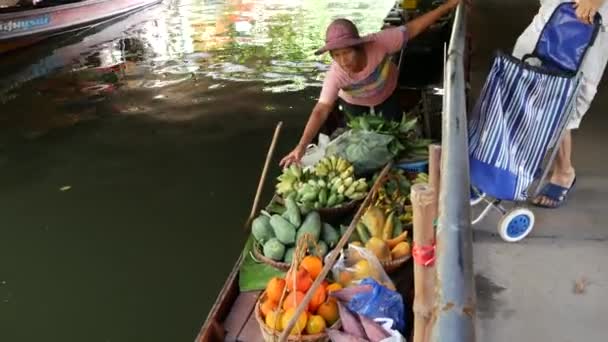 Bangkok Thailand July 2019 Pasar Mengambang Lat Mayom Kanal Sungai — Stok Video