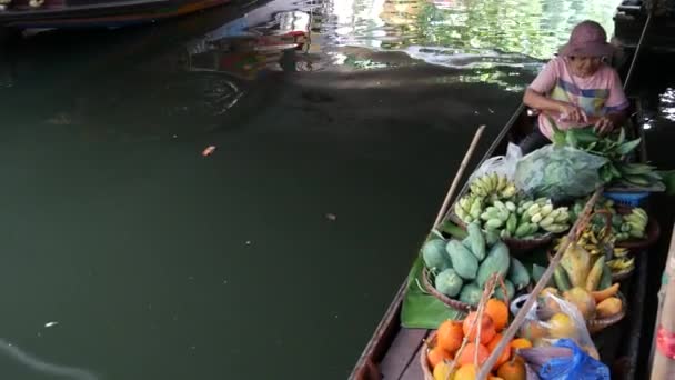 Bangkok Tailandia Julio 2019 Mercado Flotante Lat Mayom Canal Tradicional — Vídeo de stock