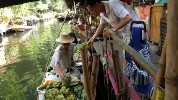 Bangkok Tailandia Julio 2019 Mercado Flotante Lat Mayom Canal Tradicional — Vídeo de stock