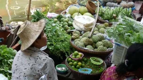 Bangkok Tailândia Julho 2019 Mercado Flutuante Lat Mayom Canal Tradicional — Vídeo de Stock