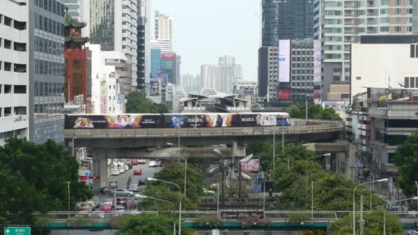 Bangkok Thaïlande Juillet 2019 Trafic Sur Rue Moderne Ville Train — Video