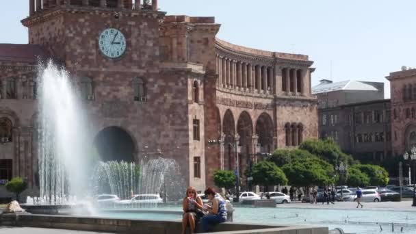 Yerevan Armenia Caucasus August 2019 Central Republic Square Kaukasische Armeense — Stockvideo
