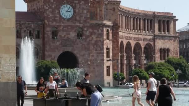 Yerevan Armenia Caucasus August 2019 Central Republic Square Kaukasische Armeense — Stockvideo