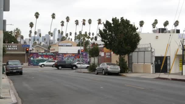 Los Angeles California Usa Oct 2019 Urban Skyline Palms City — Stock Video