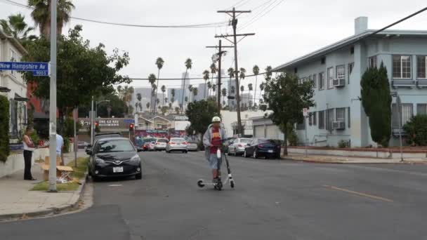 Los Ángeles California Estados Unidos Oct 2019 Skyline Urbano Palmeras — Vídeos de Stock