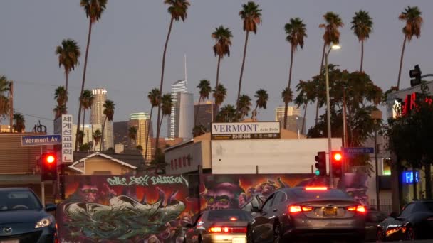 Los Angeles California Usa Oct 2019 Urban Skyline Palms City — Stock Video