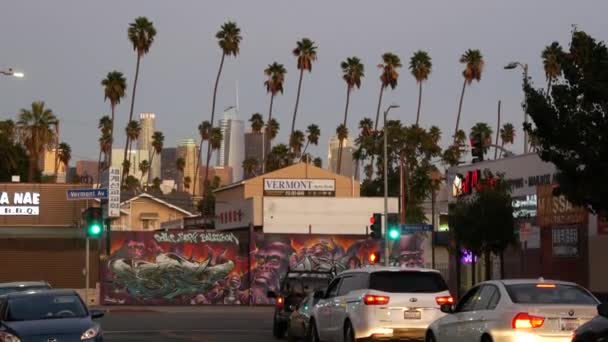 Los Angeles California Abd Oct 2019 Urban Skyline Palms Los — Stok video