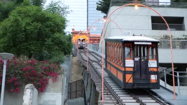 Los Angeles California Abd Oct 2019 Angels Flight Retro Funicular — Stok video